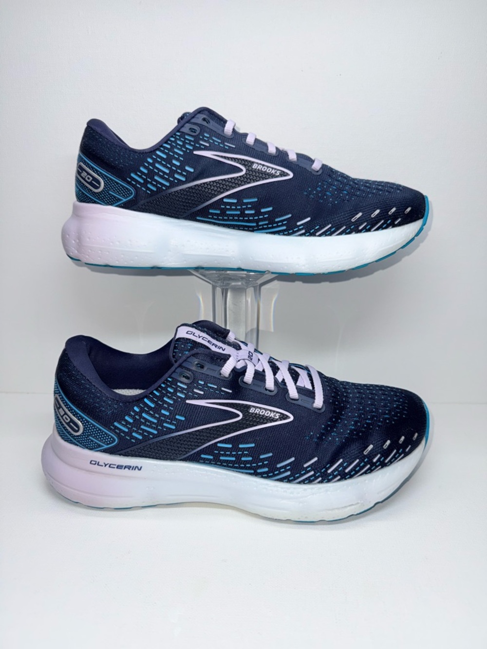 Brooks GLYCERIN 20  Women’s Running Shoes - Navy with Light Blue, WIDE